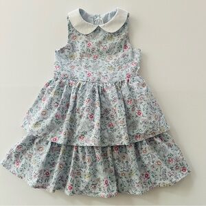 Janie and Jack Girls 7 Light Blue Floral Tiered Dress Spring Summer Easter
